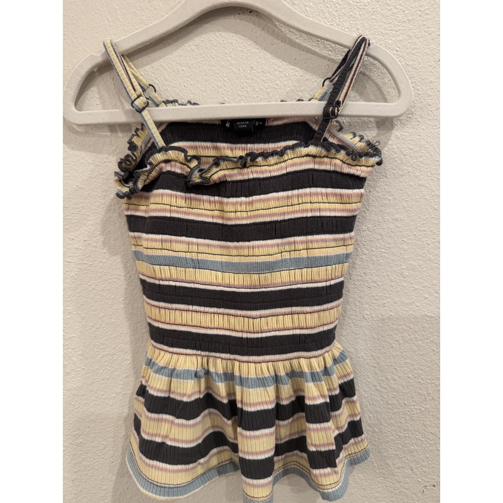 Art Class Girls Striped Ruffle Tank Top XS 4/5